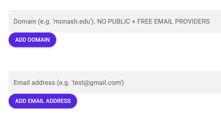 Allowing new email addresses fields