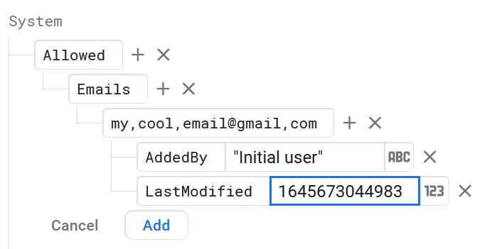 Adding the first allowed user